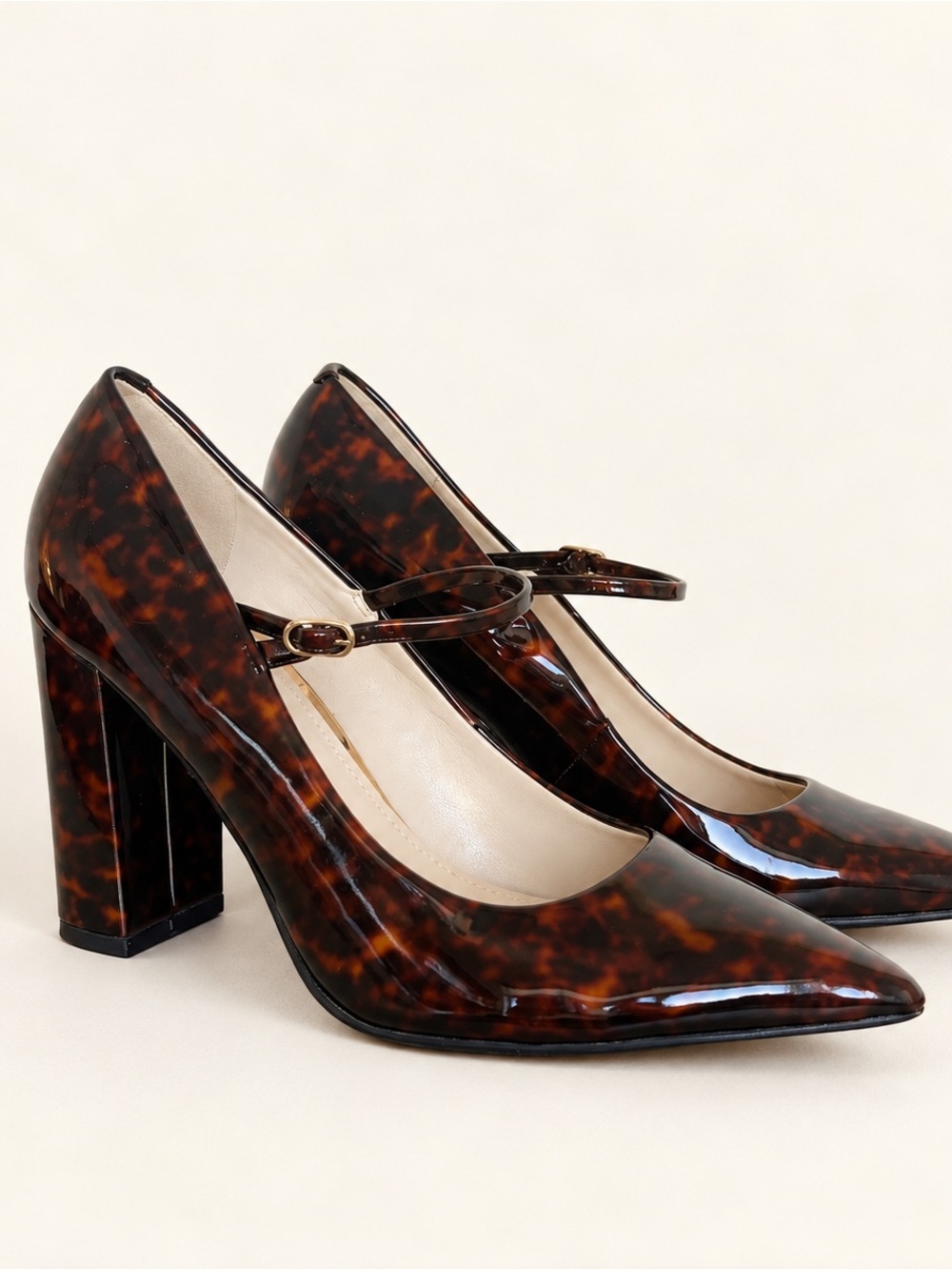 Nine West Tortoiseshell Patent Mary Jane Pumps - Brown/Black